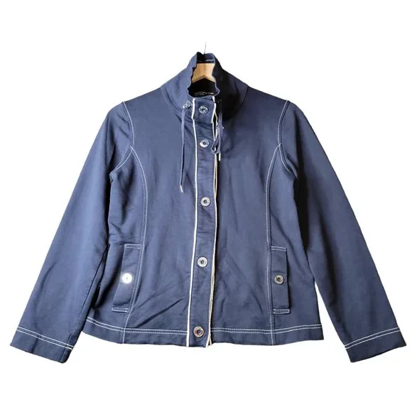 Jones New York Navy Blue and White Jacket Coat Women Size S - Picture 1 of 6